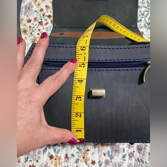 Blue Leather Handbag.  NWOT - Picture 7 of 9